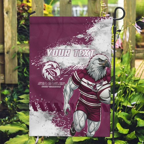 Personalised Manly Warringah Sea Eagles Rugby Garden Flag MAN Mascot - Sporty Splash Art Style