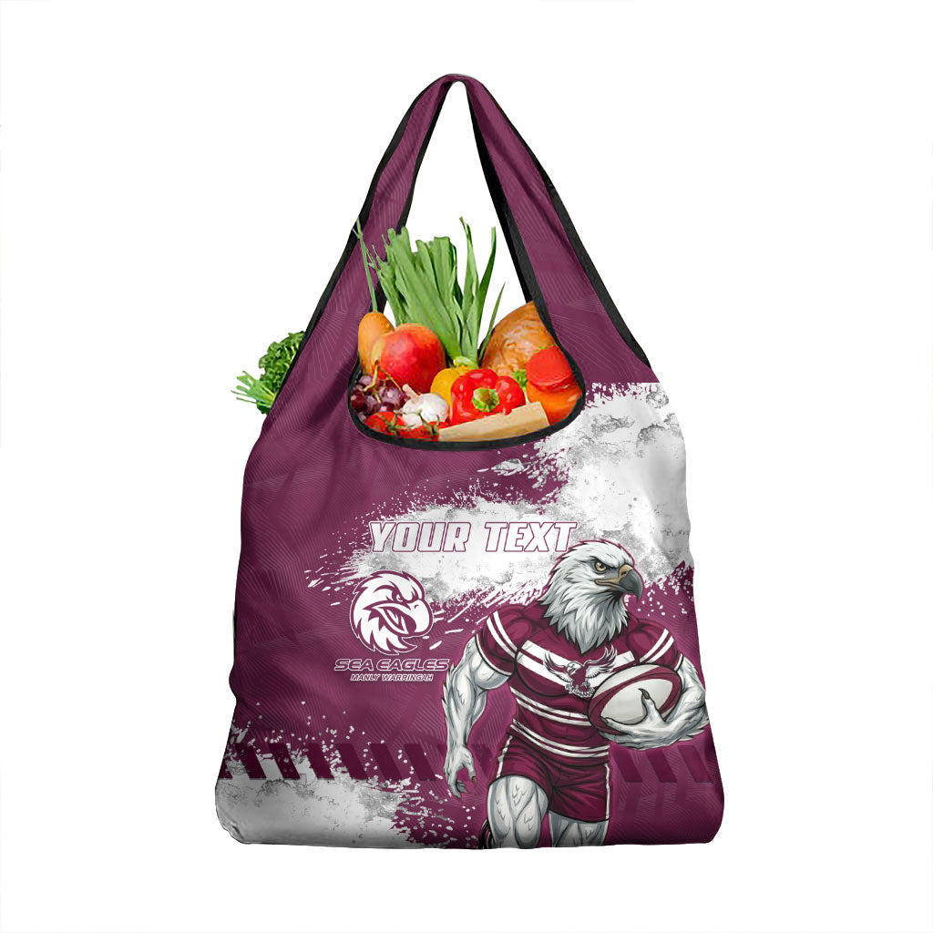 Personalised Manly Warringah Sea Eagles Rugby Grocery Bag MAN Mascot - Sporty Splash Art Style