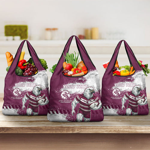 Personalised Manly Warringah Sea Eagles Rugby Grocery Bag MAN Mascot - Sporty Splash Art Style