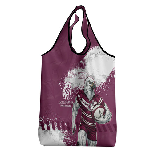 Personalised Manly Warringah Sea Eagles Rugby Grocery Bag MAN Mascot - Sporty Splash Art Style