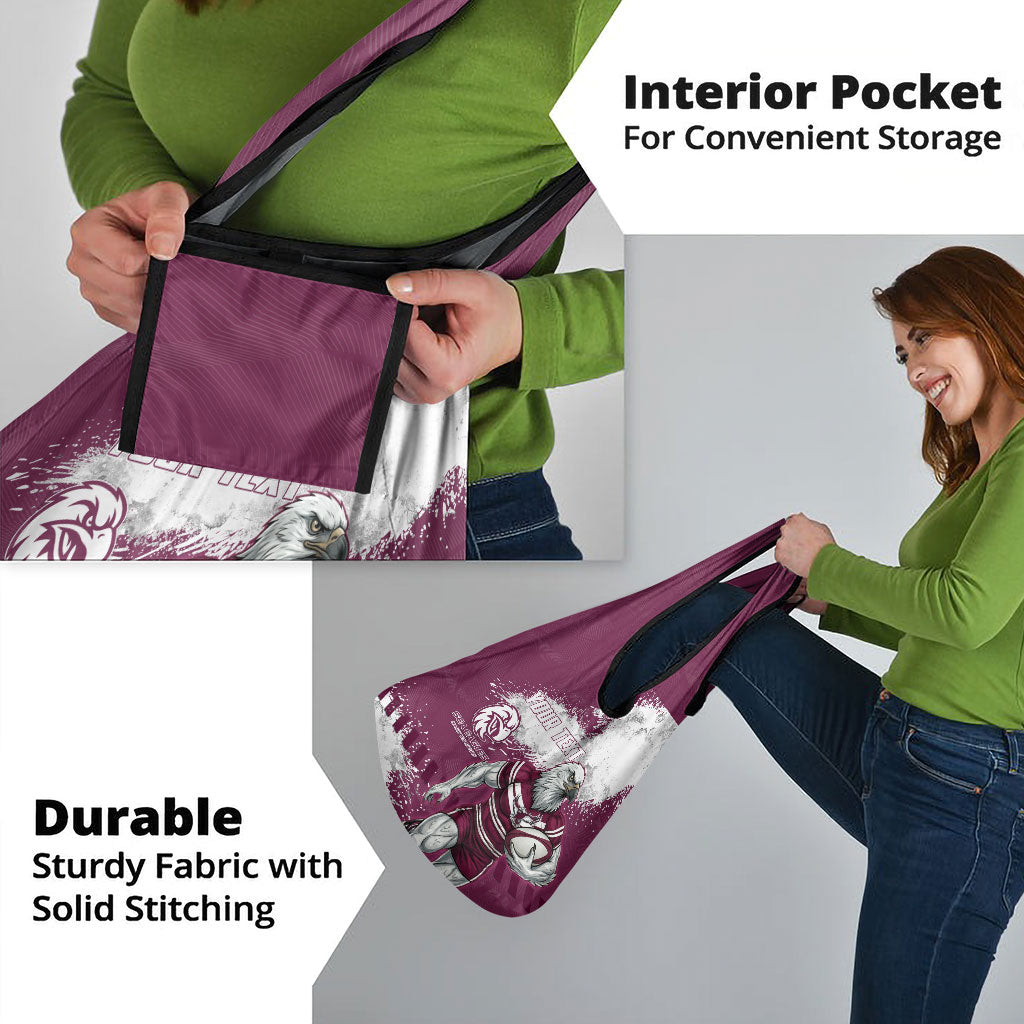 Personalised Manly Warringah Sea Eagles Rugby Grocery Bag MAN Mascot - Sporty Splash Art Style