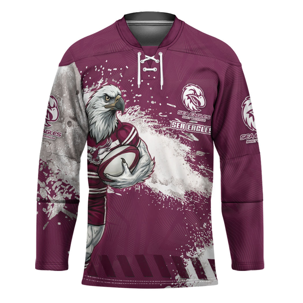Personalised Manly Warringah Sea Eagles Rugby Hockey Jersey MAN Mascot - Sporty Splash Art Style