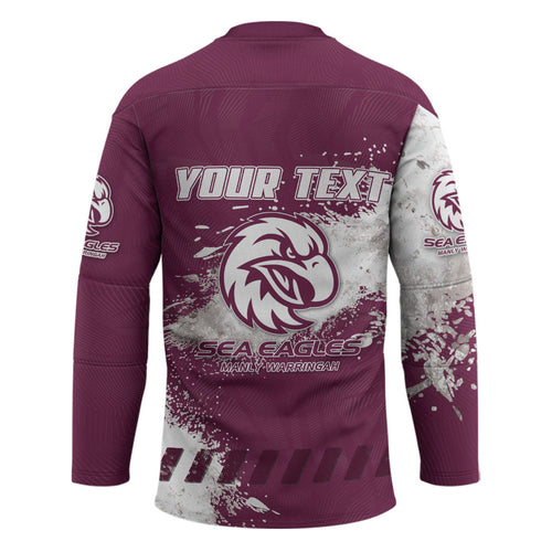 Personalised Manly Warringah Sea Eagles Rugby Hockey Jersey MAN Mascot - Sporty Splash Art Style