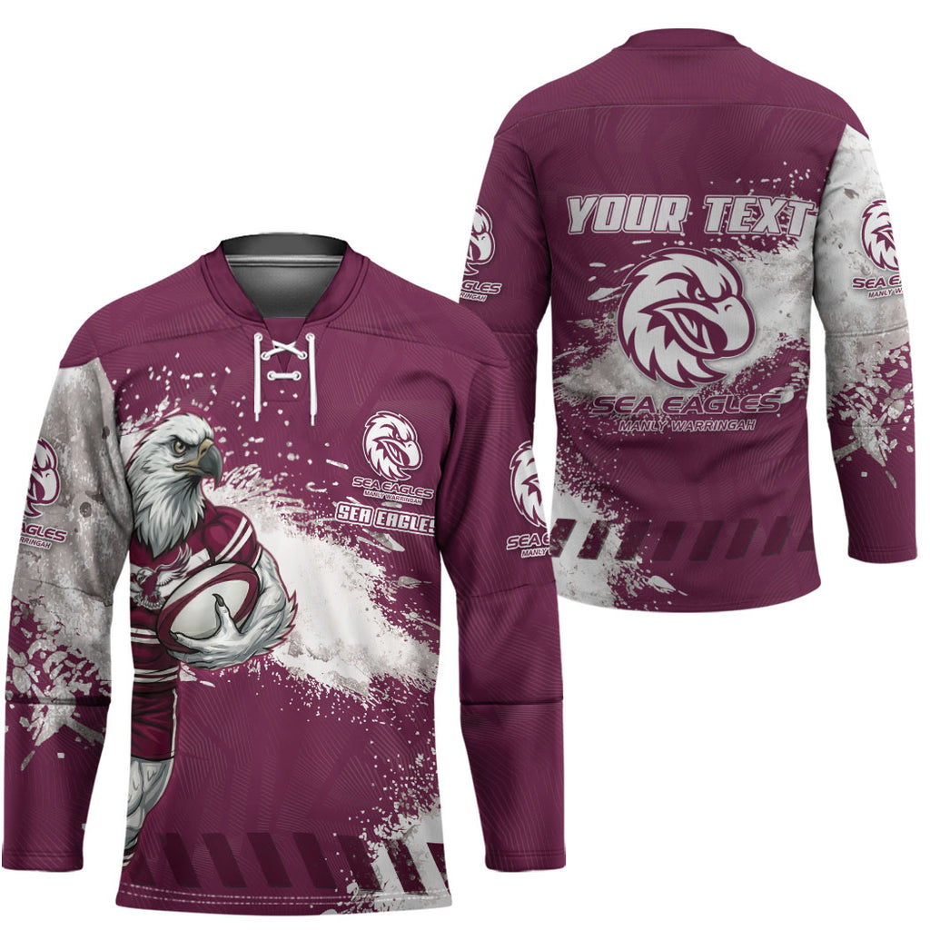 Personalised Manly Warringah Sea Eagles Rugby Hockey Jersey MAN Mascot - Sporty Splash Art Style