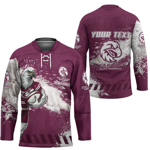 Personalised Manly Warringah Sea Eagles Rugby Hockey Jersey MAN Mascot - Sporty Splash Art Style