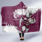 Personalised Manly Warringah Sea Eagles Rugby Hooded Blanket MAN Mascot - Sporty Splash Art Style