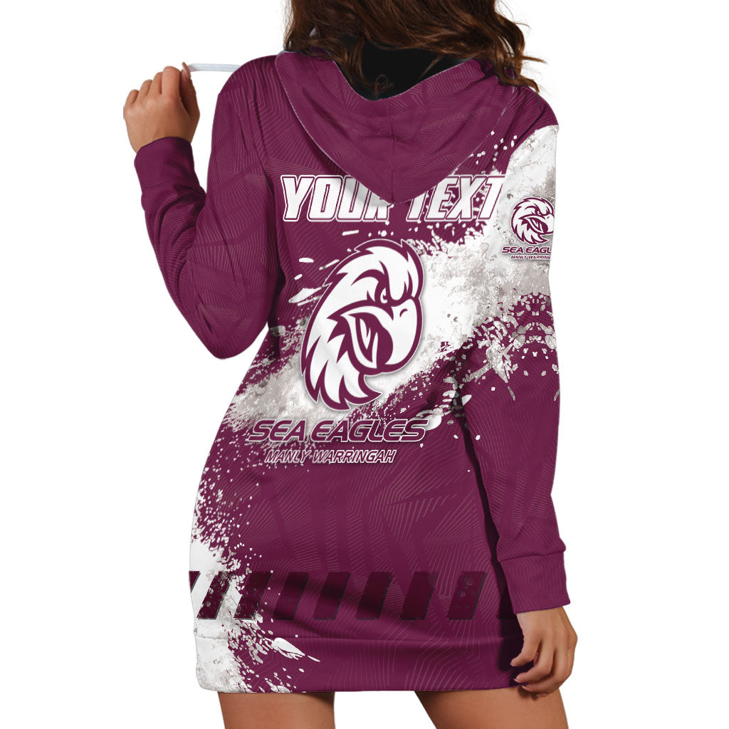 Personalised Manly Warringah Sea Eagles Rugby Hoodie Dress MAN Mascot - Sporty Splash Art Style