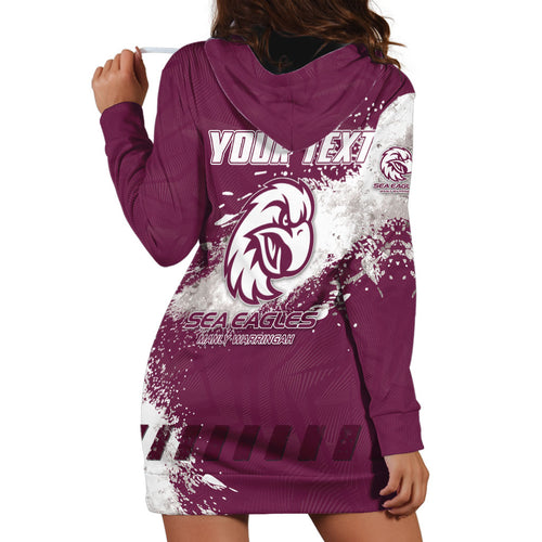 Personalised Manly Warringah Sea Eagles Rugby Hoodie Dress MAN Mascot - Sporty Splash Art Style