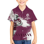 Personalised Manly Warringah Sea Eagles Rugby Kid Hawaiian Shirt MAN Mascot - Sporty Splash Art Style