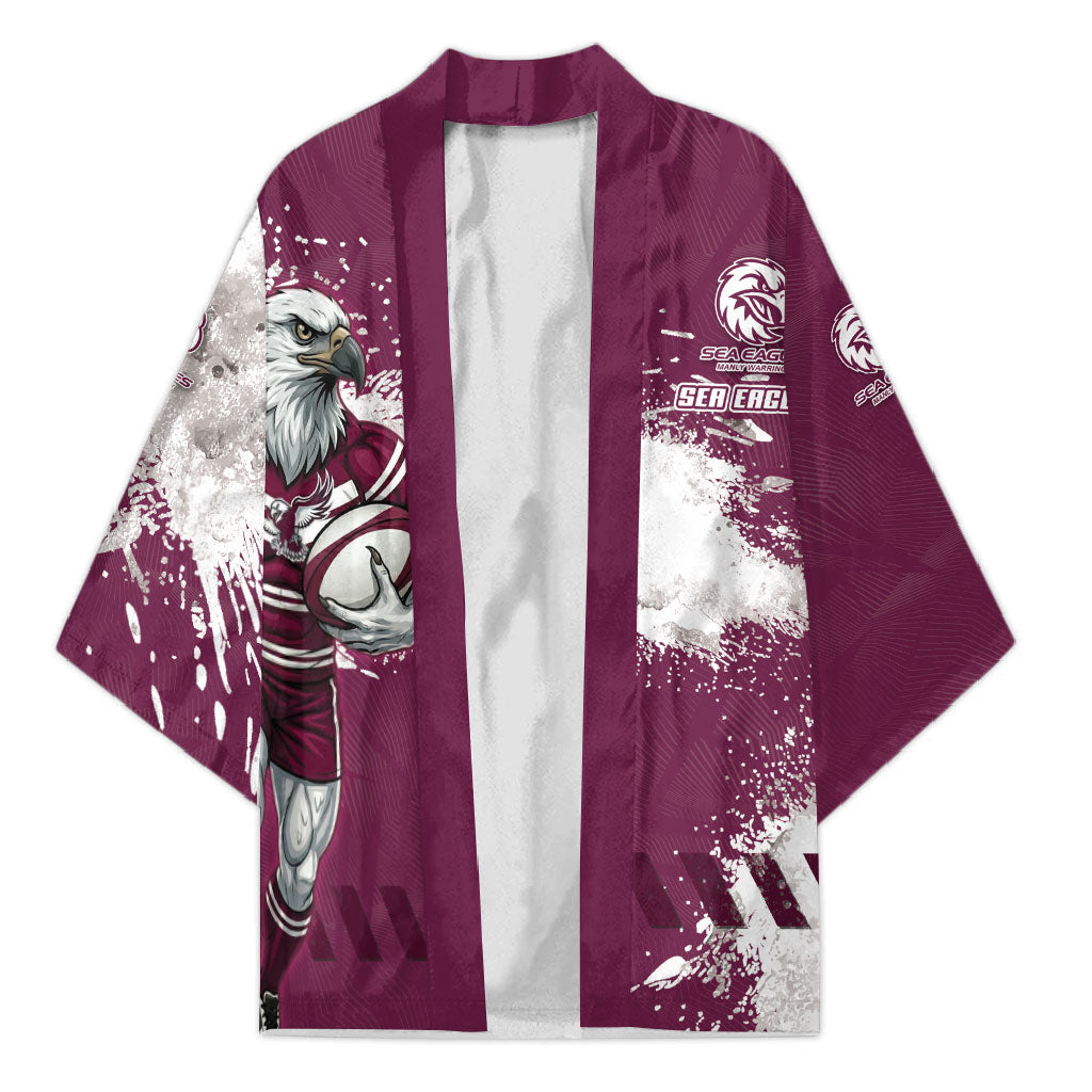 Personalised Manly Warringah Sea Eagles Rugby Kimono MAN Mascot - Sporty Splash Art Style