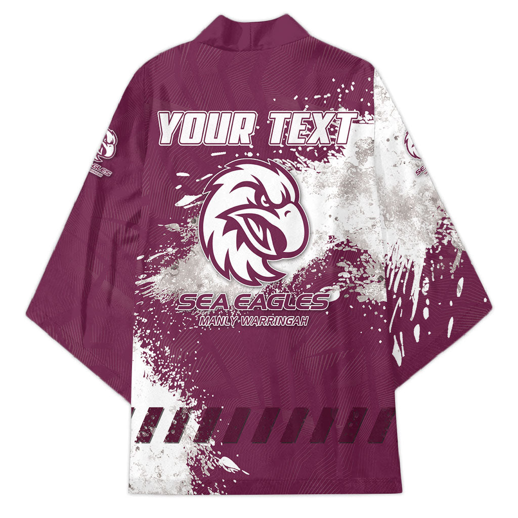Personalised Manly Warringah Sea Eagles Rugby Kimono MAN Mascot - Sporty Splash Art Style