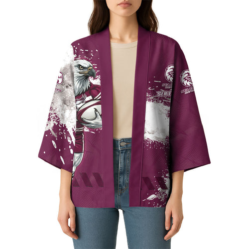 Personalised Manly Warringah Sea Eagles Rugby Kimono MAN Mascot - Sporty Splash Art Style