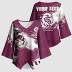 Personalised Manly Warringah Sea Eagles Rugby Kimono Sleeve Blouse MAN Mascot - Sporty Splash Art Style