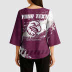 Personalised Manly Warringah Sea Eagles Rugby Kimono Sleeve Blouse MAN Mascot - Sporty Splash Art Style