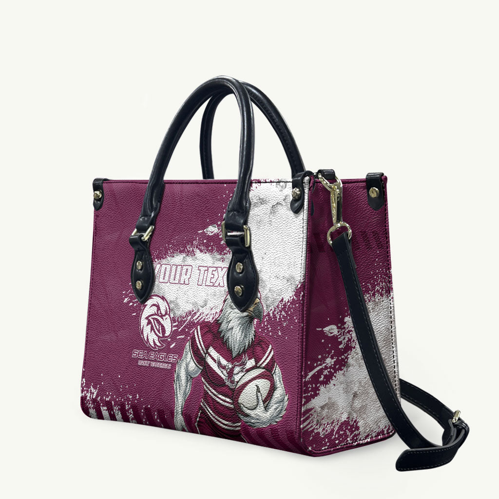 Personalised Manly Warringah Sea Eagles Rugby Leather Bag MAN Mascot - Sporty Splash Art Style