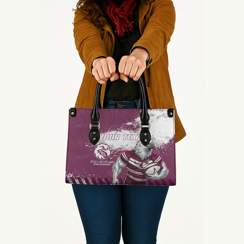 Personalised Manly Warringah Sea Eagles Rugby Leather Bag MAN Mascot - Sporty Splash Art Style