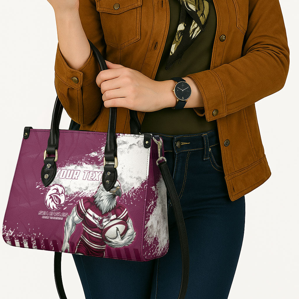 Personalised Manly Warringah Sea Eagles Rugby Leather Bag MAN Mascot - Sporty Splash Art Style