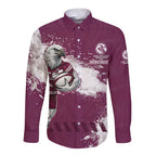 Personalised Manly Warringah Sea Eagles Rugby Long Sleeve Button Shirt MAN Mascot - Sporty Splash Art Style