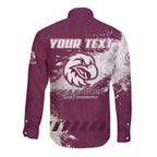 Personalised Manly Warringah Sea Eagles Rugby Long Sleeve Button Shirt MAN Mascot - Sporty Splash Art Style