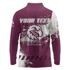 Personalised Manly Warringah Sea Eagles Rugby Long Sleeve Polo Shirt MAN Mascot - Sporty Splash Art Style