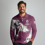 Personalised Manly Warringah Sea Eagles Rugby Long Sleeve Polo Shirt MAN Mascot - Sporty Splash Art Style