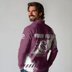 Personalised Manly Warringah Sea Eagles Rugby Long Sleeve Polo Shirt MAN Mascot - Sporty Splash Art Style