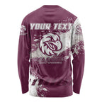Personalised Manly Warringah Sea Eagles Rugby Long Sleeve Shirt MAN Mascot - Sporty Splash Art Style