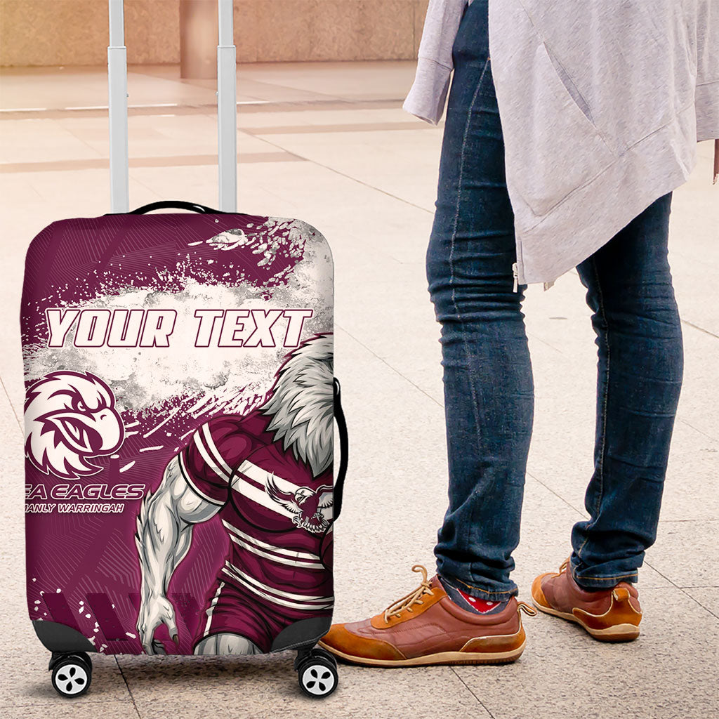 Personalised Manly Warringah Sea Eagles Rugby Luggage Cover MAN Mascot - Sporty Splash Art Style