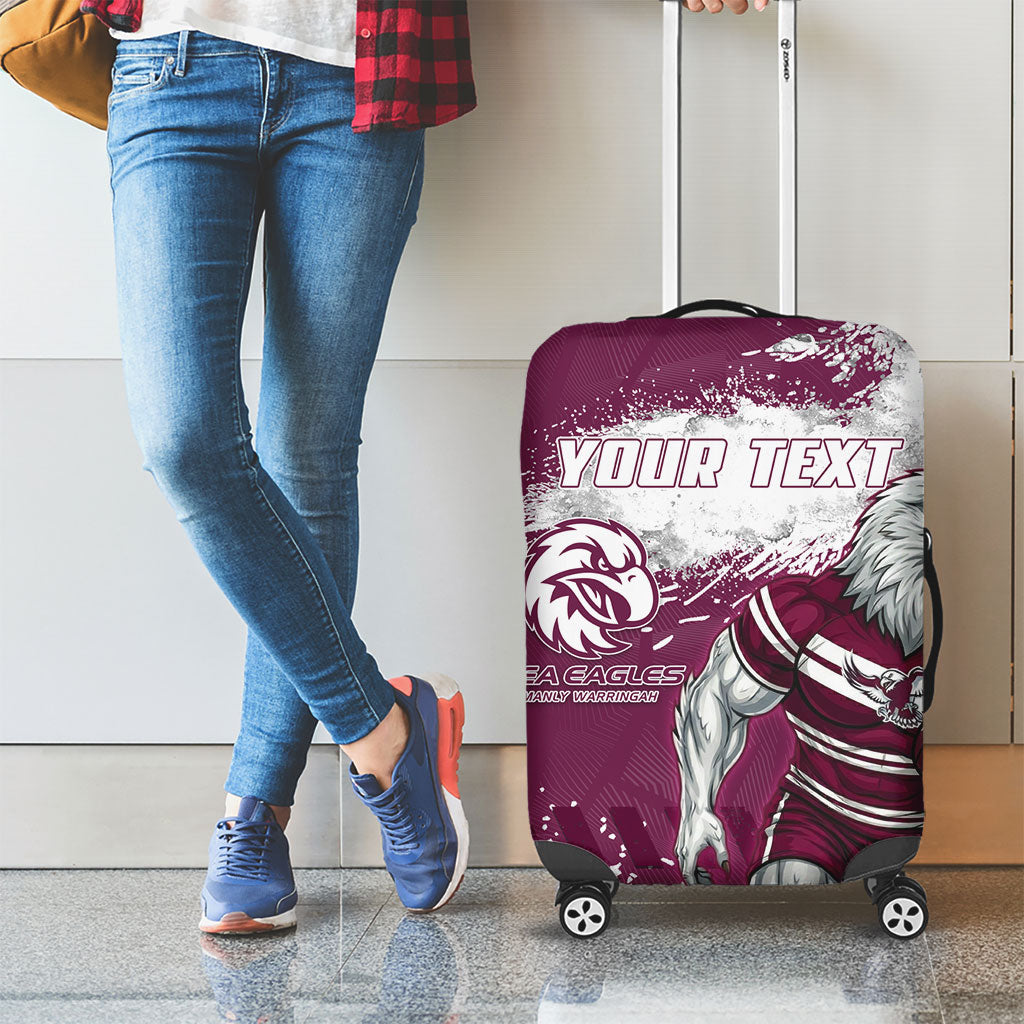 Personalised Manly Warringah Sea Eagles Rugby Luggage Cover MAN Mascot - Sporty Splash Art Style