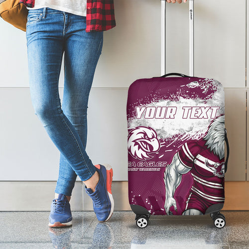Personalised Manly Warringah Sea Eagles Rugby Luggage Cover MAN Mascot - Sporty Splash Art Style