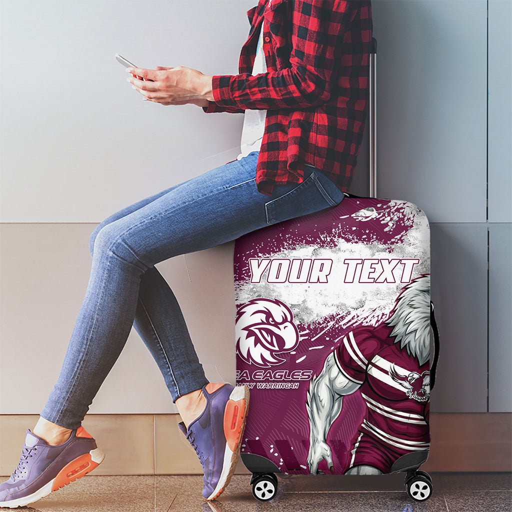 Personalised Manly Warringah Sea Eagles Rugby Luggage Cover MAN Mascot - Sporty Splash Art Style