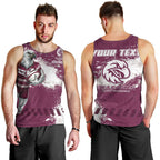 Personalised Manly Warringah Sea Eagles Rugby Men Tank Top MAN Mascot - Sporty Splash Art Style