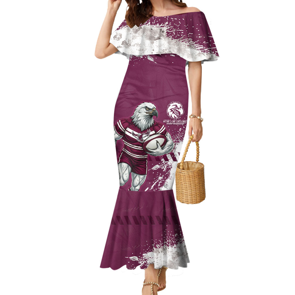 Personalised Manly Warringah Sea Eagles Rugby Mermaid Dress MAN Mascot - Sporty Splash Art Style