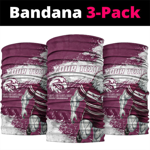 Personalised Manly Warringah Sea Eagles Rugby Neck Gaiter MAN Mascot - Sporty Splash Art Style