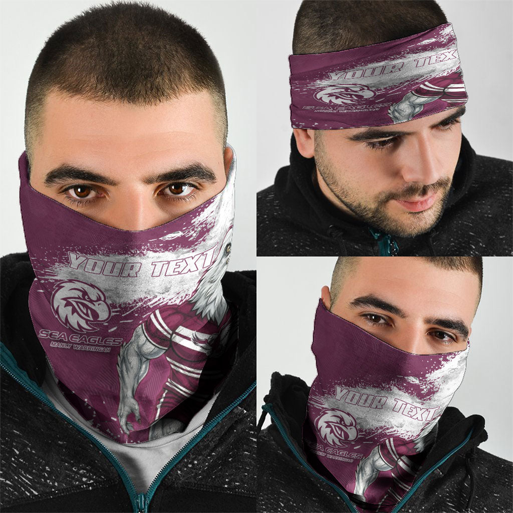 Personalised Manly Warringah Sea Eagles Rugby Neck Gaiter MAN Mascot - Sporty Splash Art Style