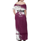 Personalised Manly Warringah Sea Eagles Rugby Off Shoulder Maxi Dress MAN Mascot - Sporty Splash Art Style
