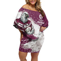 Personalised Manly Warringah Sea Eagles Rugby Off Shoulder Short Dress MAN Mascot - Sporty Splash Art Style