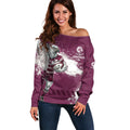 Personalised Manly Warringah Sea Eagles Rugby Off Shoulder Sweater MAN Mascot - Sporty Splash Art Style