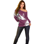 Personalised Manly Warringah Sea Eagles Rugby Off Shoulder Sweater MAN Mascot - Sporty Splash Art Style