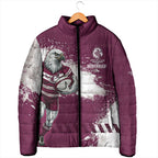 Personalised Manly Warringah Sea Eagles Rugby Padded Jacket MAN Mascot - Sporty Splash Art Style
