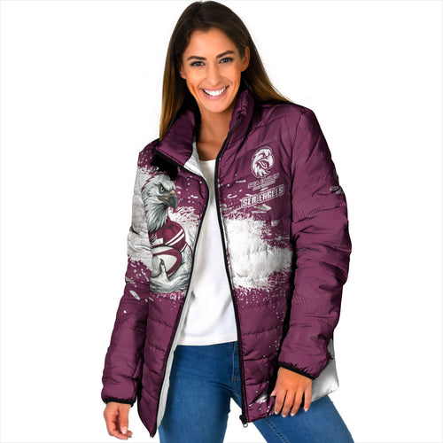 Personalised Manly Warringah Sea Eagles Rugby Padded Jacket MAN Mascot - Sporty Splash Art Style