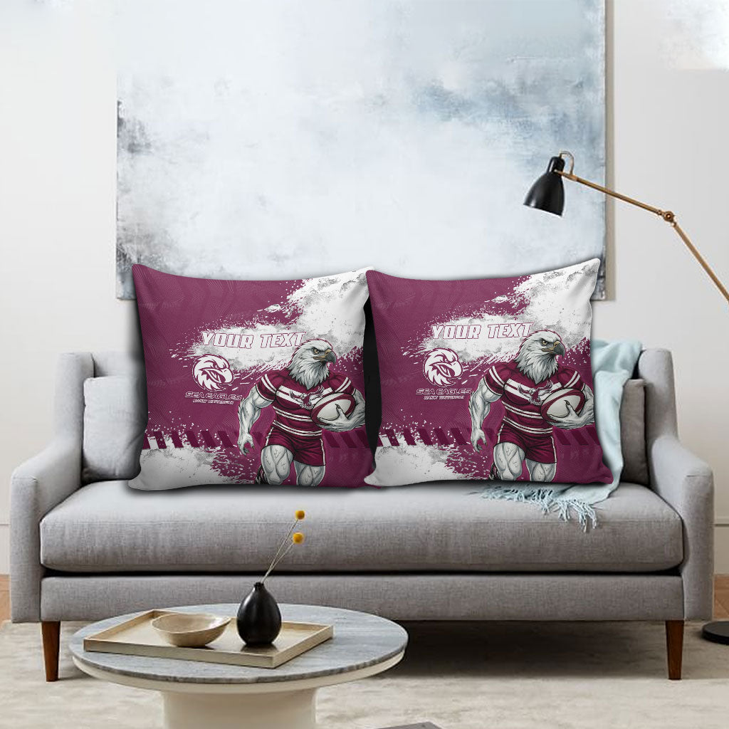 Personalised Manly Warringah Sea Eagles Rugby Pillow Cover MAN Mascot - Sporty Splash Art Style