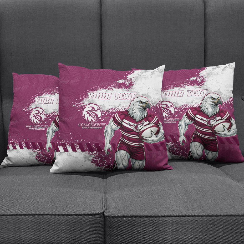 Personalised Manly Warringah Sea Eagles Rugby Pillow Cover MAN Mascot - Sporty Splash Art Style