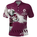 Personalised Manly Warringah Sea Eagles Rugby Polo Shirt MAN Mascot - Sporty Splash Art Style