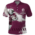 Personalised Manly Warringah Sea Eagles Rugby Polo Shirt MAN Mascot - Sporty Splash Art Style
