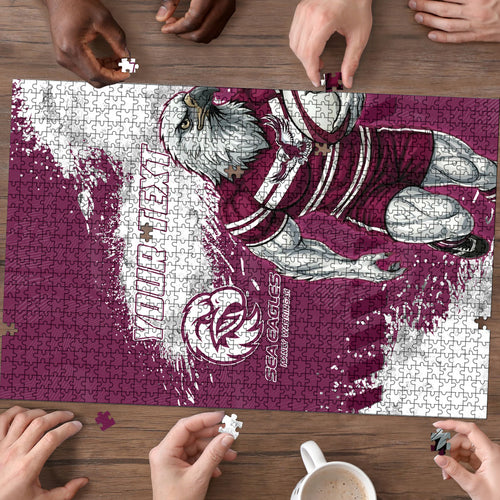 Personalised Manly Warringah Sea Eagles Rugby Puzzle MAN Mascot - Sporty Splash Art Style
