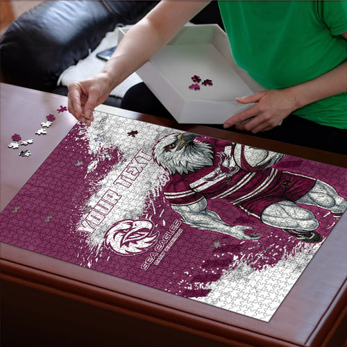 Personalised Manly Warringah Sea Eagles Rugby Puzzle MAN Mascot - Sporty Splash Art Style