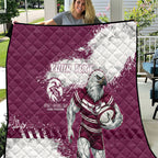 Personalised Manly Warringah Sea Eagles Rugby Quilt MAN Mascot - Sporty Splash Art Style