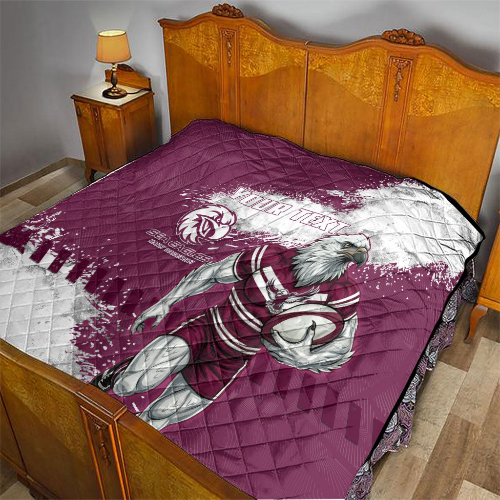 Personalised Manly Warringah Sea Eagles Rugby Quilt MAN Mascot - Sporty Splash Art Style