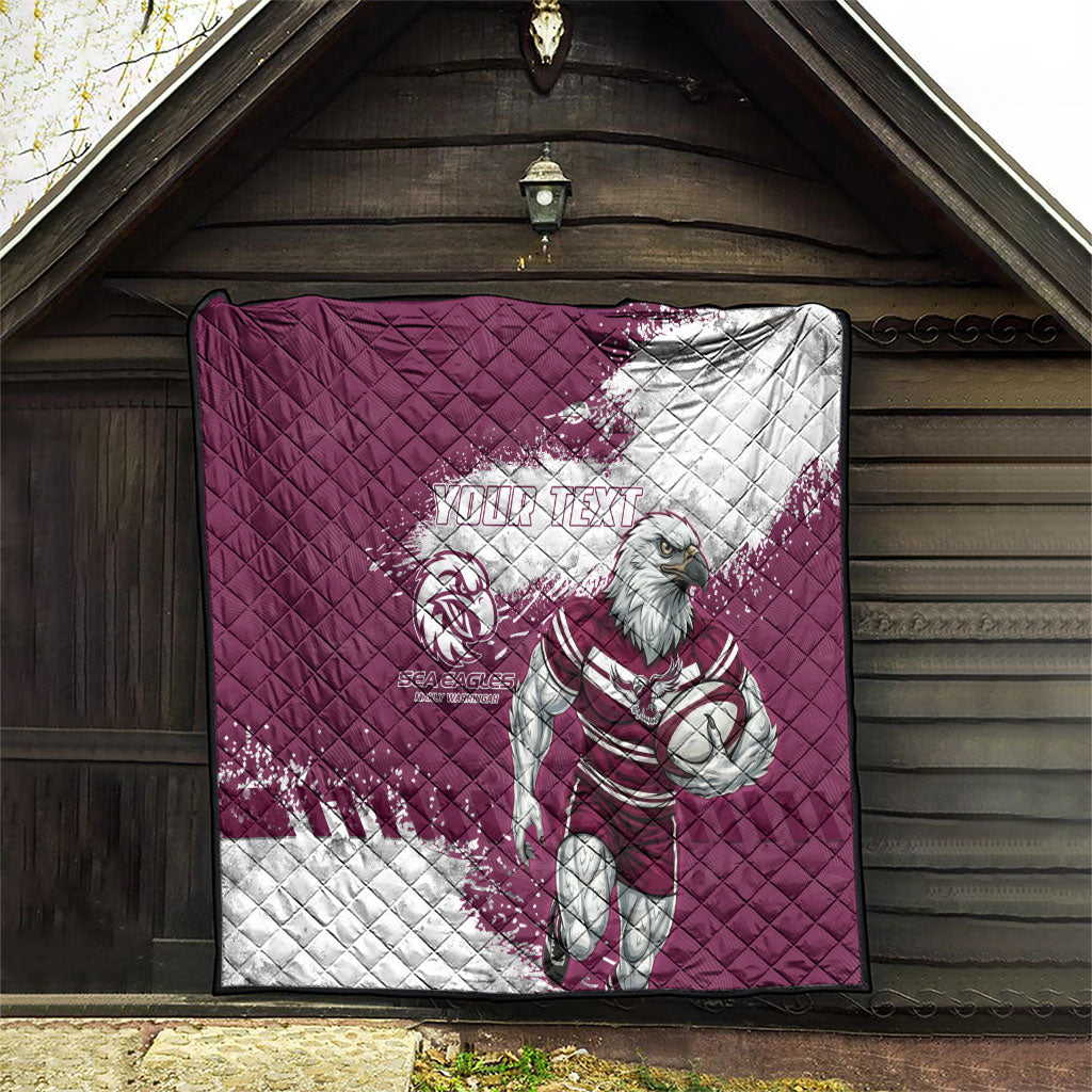 Personalised Manly Warringah Sea Eagles Rugby Quilt MAN Mascot - Sporty Splash Art Style